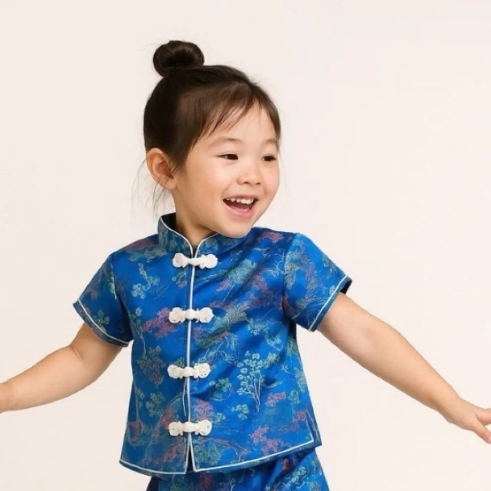Blue Floral Kids Blouse